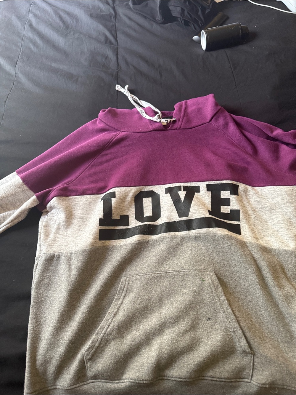 Bobbie Brooks Magenta and Gray LOVE Colorblock Hoodie